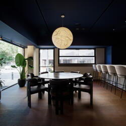 M O B Design Studio Sentio Restaurant Geometric Bends Repetitive Pattern Which Shapes The Main Axes Of The Space